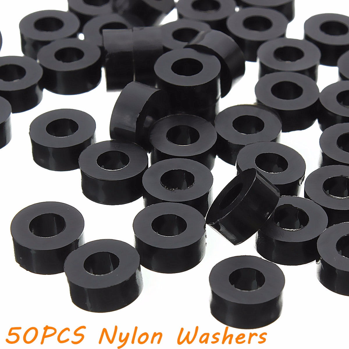 50Pcs Black Flat Nylon Spacer Washer Gasket PCB For M3 Screws 7*3.2*3