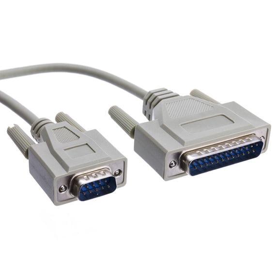 CableWholesale 10D1-02106 Serial Cable, DB9 Male to DB25 Male, UL Rated, RS232, 9 Conductor, 6 Foot