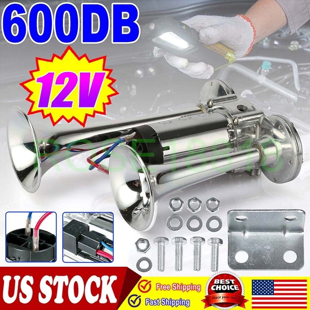 Air Train Horn Kit for Truck Car Super Loud 600DB 12V Electric Trains Horns USA
