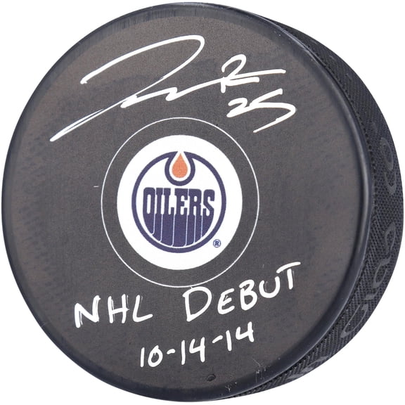 Darnell Nurse Edmonton Oilers Autographed Hockey Puck with "NHL DEBUT 10-14-14" Inscription - Fanatics Authentic Certified