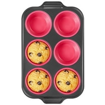 HONGBAKE Jumbo Silicone Muffin Pan with Metal Frame, 3.5" Large Muffin Tins, Non-Toxic Food Grade Silicone, Non-Stick for Egg Bites & Big Cupcakes, Oven Safe, Pink