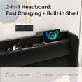 thumbnail image 5 of Frostbloom Queen Bed Frame with USB & Type-C Charging Station and Velvet Wingback Headboard, Black, 5 of 10