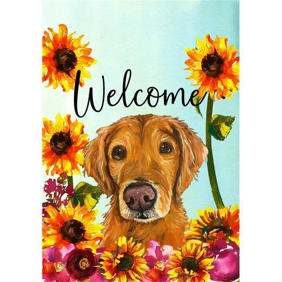 Best of Breed HH632171 Golden Retriever Best of Breed HHS Welcome Garden Flag, Red