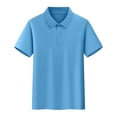 thumbnail image 5 of Scyoekwg 3 Pack Boys Short Sleeve Shirt Cotton Solid Color Casual School Uniform Tee Loose Fit Breathable Sports Top (Blue,8 Years), 5 of 8