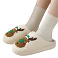 thumbnail image 3 of Daznico Women's Couple Plush Slippers Lightweight Cozy Home Indoor Outdoor Non-Slip Warm Christmas Reindeer Print House Shoes,Size:6, 3 of 7