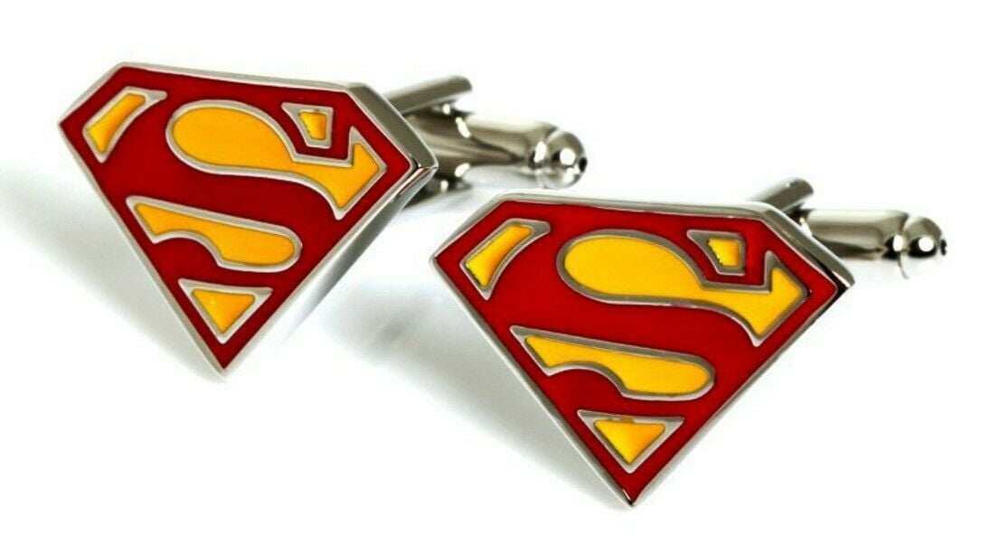 Fashion Jewelry ~ Silvertone Superman Tie Clip and Cufflinks Set 