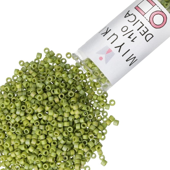 Miyuki Delica Seed Beads – Size 11/0 (1.6 mm), DB2309, Frost Opaque Glaze Rainbow Olive, 7.2 g, Approx. 1440 Beads