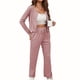 thumbnail image 2 of Traje de salón Waffle de manga larga, 2 piezas para mujer Waffle Pantalones de manga larga para mujer Ropa de estar por casa Traje de uso doméstico de color puro para mujer Ultra Responsivo, 2 of 7