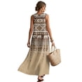 thumbnail image 2 of Xoenoiee Aztec Elephant Southwest American Tribal Print Women's Boho Maxi Dress Summer Sleeveless Round Neck, Long Flowy Beach Vacation Dresses, Cotton Linen Casual Sundress with Pockets 2026, S, 2 of 7