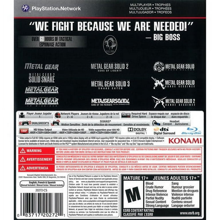 Metal Gear Solid Legacy, Konami, PlayStation 3, [Physical], 00083717202943