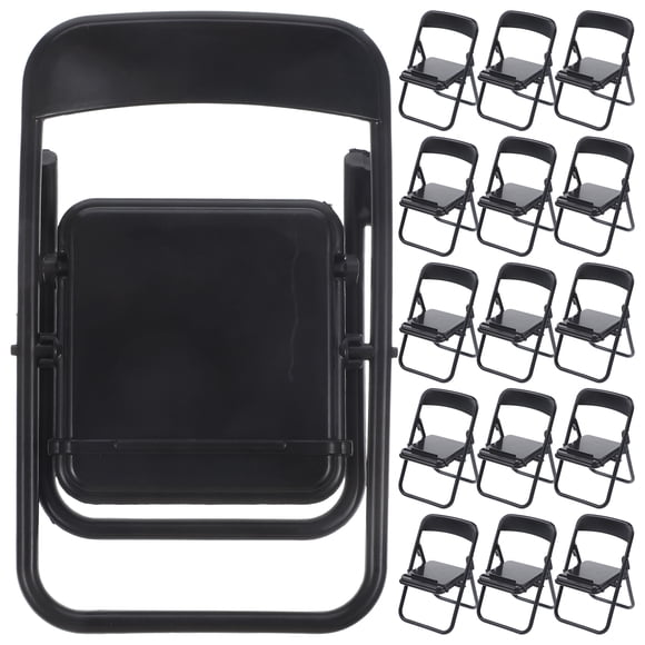 Mini Chaise Pliable pour Déco Support de Téléphone en Plastique Noir Convenant à la Maison et au Bureau 20 Pcs