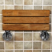 Clevr 20 Teak Modern Folding Shower Seat Bench Dark Wood Medical Wall Mount