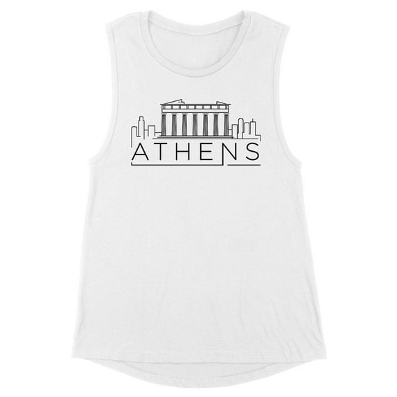 Skyline Athens Greece Women's Muscle Tank Large White