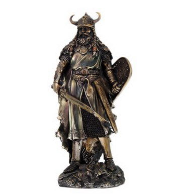 Art Deco Bronze Viking Scandinavian Warrior With Ax and Sword Statuette Figurine 