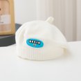 thumbnail image 1 of Gorro de punto para niños, boina de lana de oso para otoño e invierno, bonito gorro de pintor de dibujos animados de estilo occidental para niña, gorro para bebé, 1 of 5