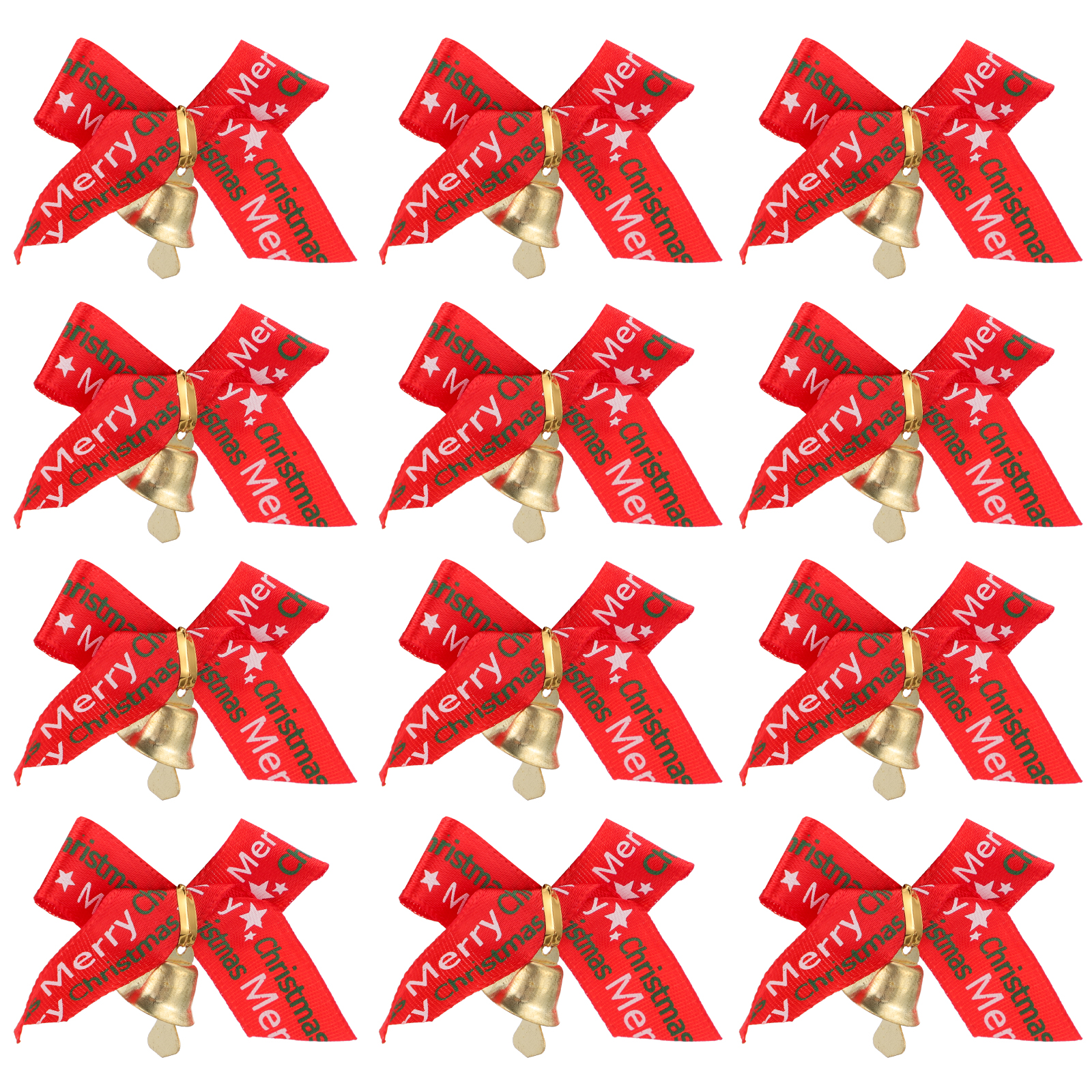 24pcs Decorative Ribbon Bows Christmas Tree Decors Gift Decorating Bell