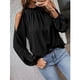thumbnail image 3 of Blusa con cuello con ribete de volantes,Blusa de manga larga con hombros descubiertos y hombros descubiertos para mujer Diseño de clase mundial, 3 of 8