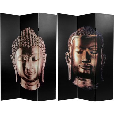 Divisorio Per Ambienti ORIENTAL FURNITURE 90 Cm - Doppia Faccia Con Pesce Fortunato Su Tela