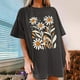 thumbnail image 2 of Faldas Cortas para Mujeres, Impresión de Flores Casual Oversized Camiseta de Manga Corta Top Hecho de 95% Poliéster 5% Spandex para Primavera Verano, Falda Corta de Verano, 2 of 7