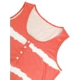 thumbnail image 5 of BadPiggies Women's Summer Boho Tie Dye Sleeveless Tank Tops Button Blouse Loose Casual Striped Vest T-shirt Plus Size (XL, Orange), 5 of 6