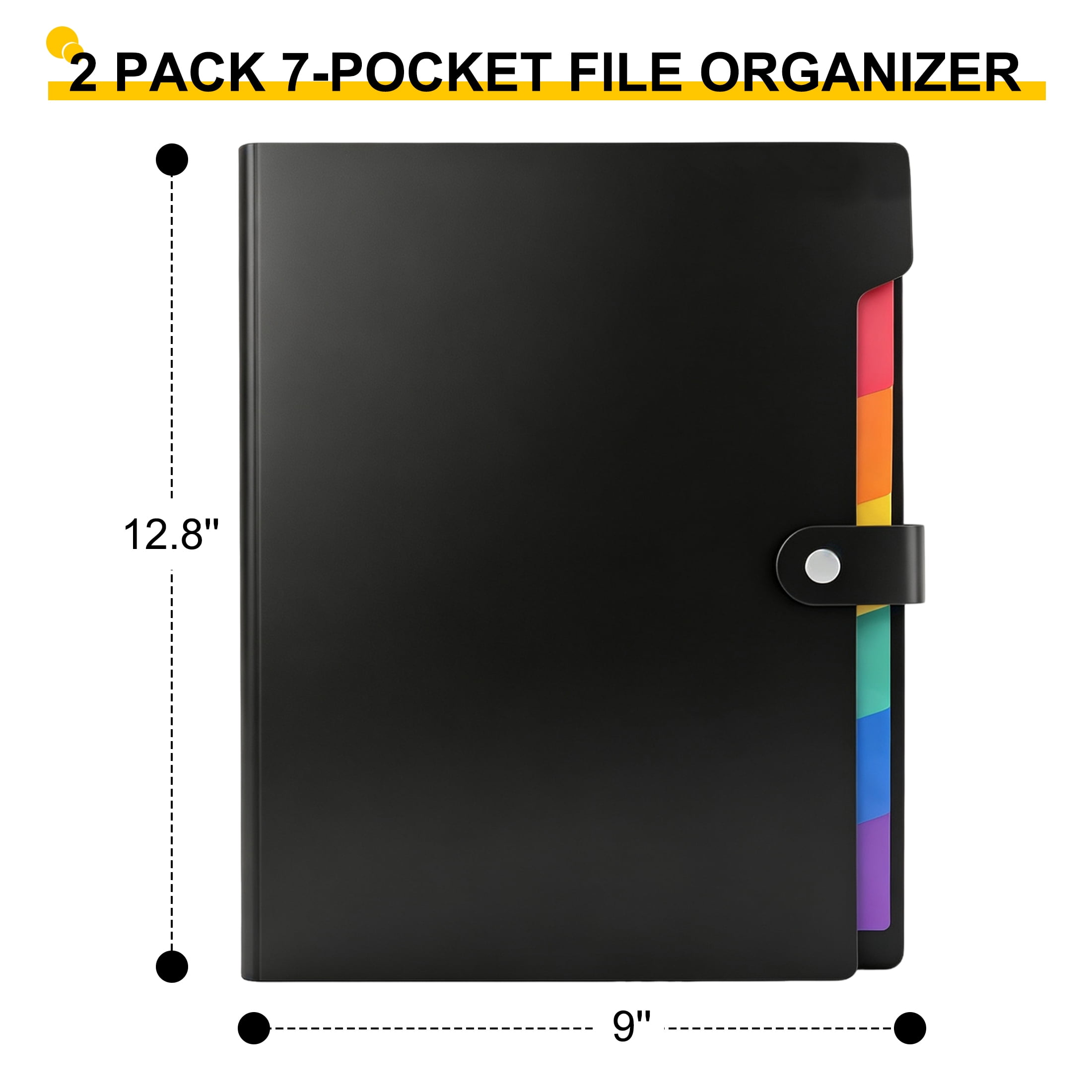 GARITIN Expanding File Folder 2 Pack, 7 Pocket Letter A4 Document Organizer with Snap Closure & Index Label Stickers