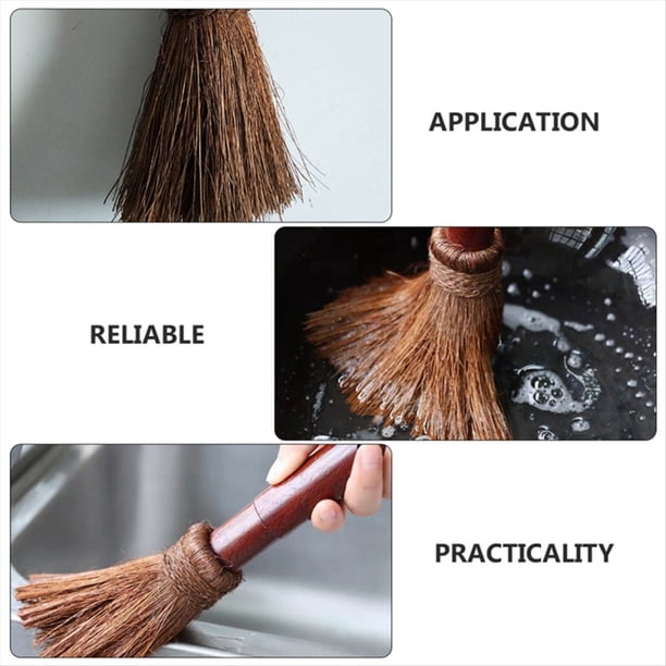 Cepillo , Cepillo para Plantas Naturales, Cepillo para Lavar Ollas de Seda Palma, Cepillo para Cocina, Sartén Hierro para el Hogar, Cepillo Antiadherente para Limpiar Sartenes