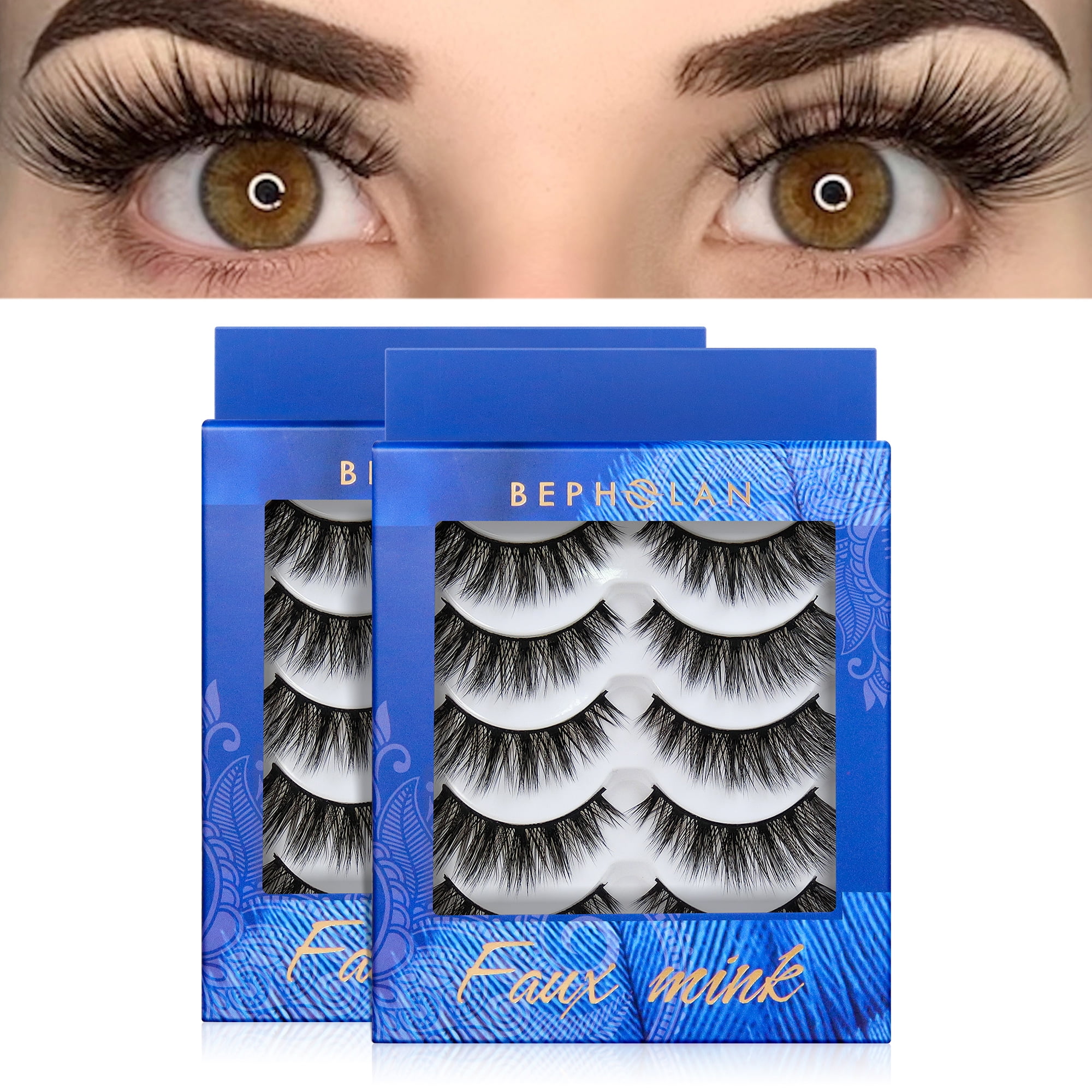 BEPHOLAN Faux Mink Lashes, Cat Eyelashes, 10Pairs