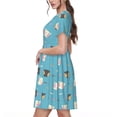 thumbnail image 2 of Balery Cat Fish Vestidos sueltos de manga corta para mujer, vestidos de verano 2025, vestidos casuales de corte A con vuelo., 2 of 6