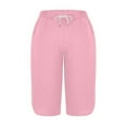 thumbnail image 6 of lcziwo Capri Pants for Girls Solid Color Elastic Waist Drawstring Workout Yoga Leggings Casual Slits Summer Capris with Pockets Pink Birthday Gifts, 6 of 8