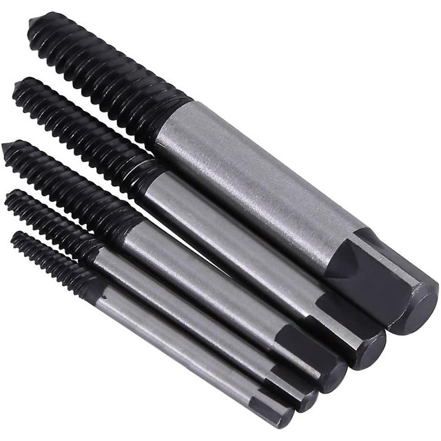 Juego de 5 piezas de extractor de tornillo de extractor de alambre roto-juego de extracción de tornillo dañado para eliminar el tornillo de perno estriado roto Afortunado Sencillez