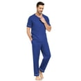 thumbnail image 6 of ANLIQI Men's 100% Cotton Pajama Set Soft v-neck Top Short Sleeve & Bottom Pants with Pockets Men's Loungewear Sets(CB_S), 6 of 8