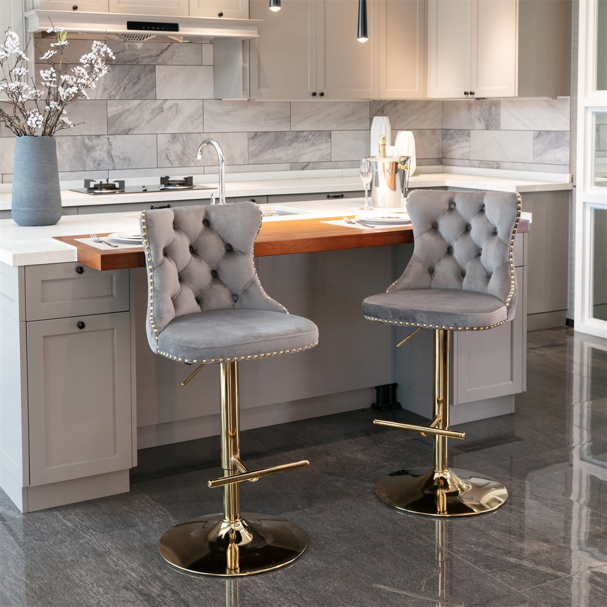 Velvet gas lift bar stools clearance