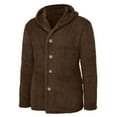 thumbnail image 5 of Luwomo Casual Jackets Mens Mens Outwear Winter Solid Color Long Sleeved Hooded Zipper Warm Soft Baggy Overcoat with Button Blouses Brown,L, 5 of 5