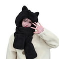 thumbnail image 4 of Audhol Hat Gloves Scarf Set Women Women Winter Slouchy Knit Warm Cute Strawberry Hats Wool Cap Scarf Two in one Winter Warm Hood Scarf Hat Ear Muffs for Winter Women Black One Size, 4 of 5