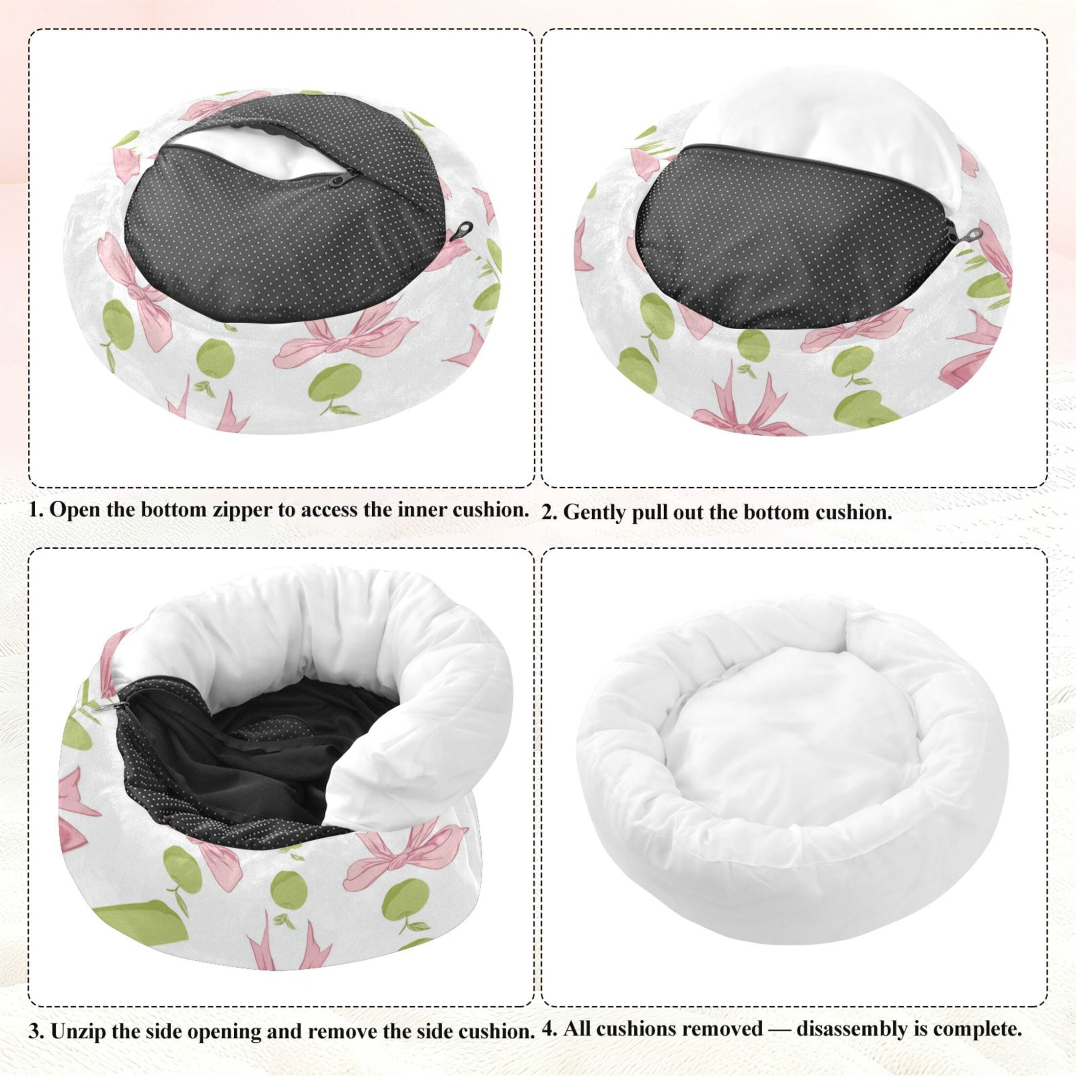 Iauyy Pet Couch Donut Cat Bed for Indoor Cats/Small Dogs Washable & Machine with Non-slip Bottom Calming Cat Furniture, Fashionable Patterns (XS)