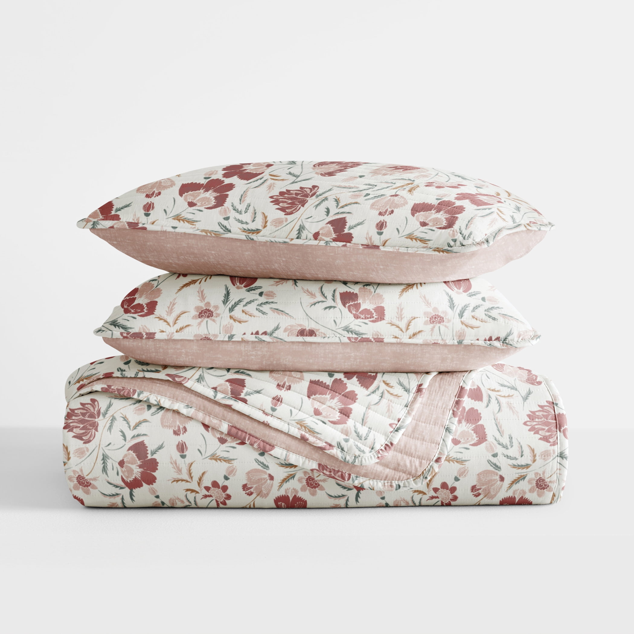 Lightweight Quilt Sets - Wrinkle Free - Coverlet French Jacobean Floral Rose by Comfort Canopy