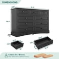 thumbnail image 3 of 9 Drawers Dresser with Charging Station, Black Dresser Chest of Drawers with 9 Drawers for Bedroom, Large Storage Cabinets for Living Room, 3 of 8