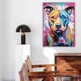 thumbnail image 4 of American Staffordshire Terrier Dog Flower Canvas Painting Colorfull Canvas Art Prints Bathroom Artwork for Wall Living Room Bedroom Bathroom Wall Art Framed Art Wall Decor 1 inch, 4 of 5