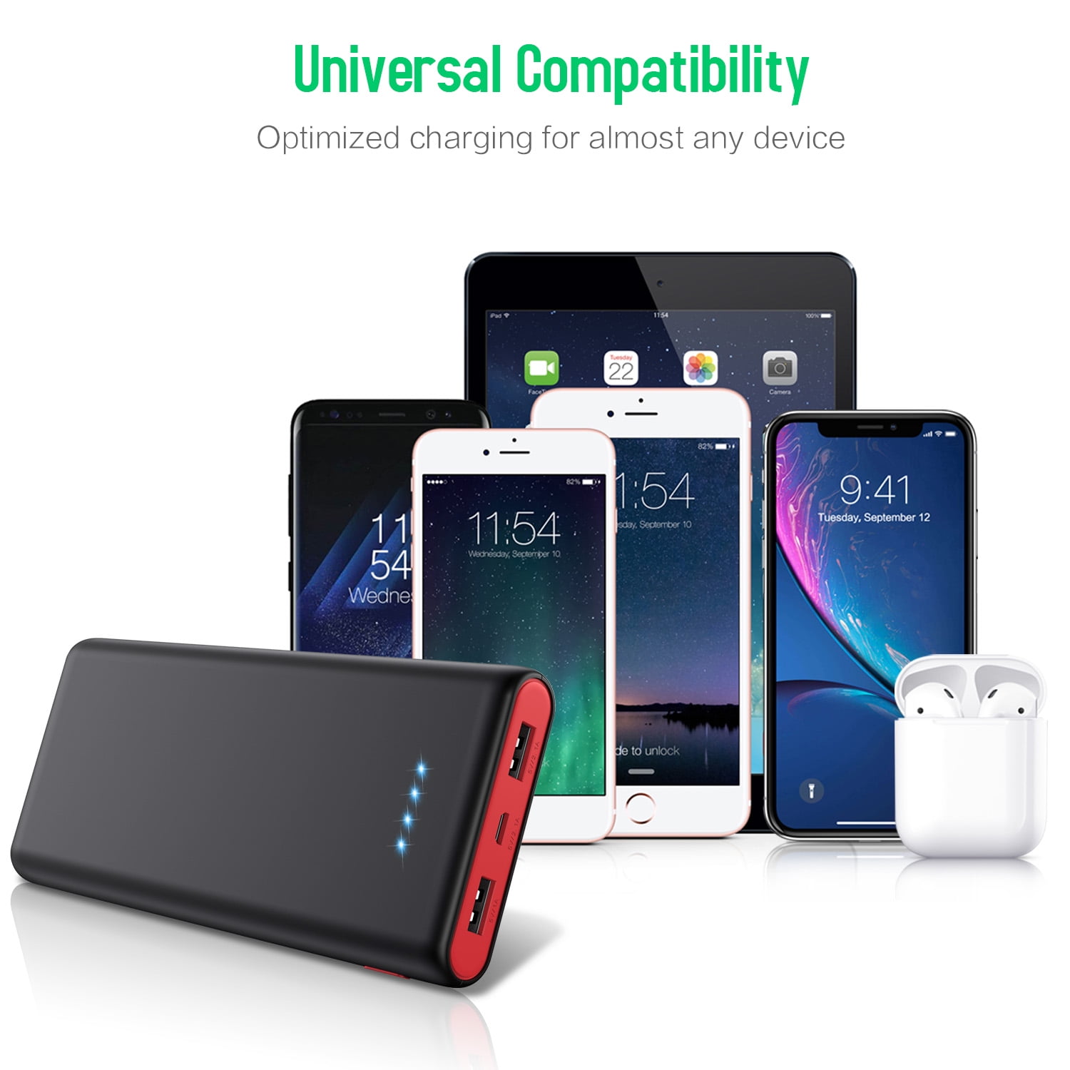 Portable Charger Power Bank 25800mAh, Ultra-High Capacity Fast Phone  Charging with Newest Intelligent Controlling IC, 2 USB Port External Cell  Phone