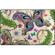 Dreamtimes Area Rug 60 x 39 inch (5'x 3'3"), Carpet Vintage Butterflies and Flowers Nursery Rug Floor Mat for Hardwood Floor Entrance Living Room Bedroom