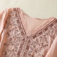 thumbnail image 4 of Vintage Boho T Shirts for Women 2026 Summer Casual Cotton Linen Elbow Sleeve V Neck Floral Embroidery Graphic Tees, 4 of 6