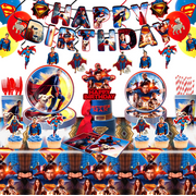 Superman Birthday Party Supplies, Superman Party Decorations Set Include Superman Birthday Decoration Banner, Tablecloth and Balloon, Cake Toppers, Cupcake Toppers,Hanging Swirls Decorations