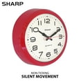 thumbnail image 3 of SHARP Retro Wall Clock Red Vintage Silent Non Ticking Bat Opp Quartz Analog Display, 3 of 8