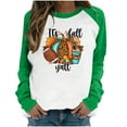 thumbnail image 1 of Penkiiy Chandail en Molleton pour Femmes C'est l'Automne Col Rond Imprimé Chandail Manches Longues Blouse Verte Y2K Vêtements, 1 of 4