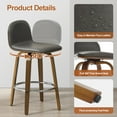 thumbnail image 6 of Swivel Bar Stools Set of 1, 29" Counter Height Upholstered PU Leather Barstools with Low Back Walnut Bentwood Legs, Mid Century Modern Bar Chair Kitchen Island Stool, 6 of 11