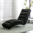 thumbnail image 2 of paproos Black Indoor Chaise Lounge with Massage, Modern Ergonomic Electric Massage Floor Lounger with Remote Control&Side Pocket, Upholstered Recliner Sleeper Chair for Living Room Bedroom Office, 2 of 13
