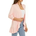 thumbnail image 4 of Women's Casual Lightweight Open Front Cardigans Soft Draped Ruffles 3/4 Sleeve Cardigan Open Front Cardigan Draped Ruffles Soft Knit Sweaters, 4 of 6