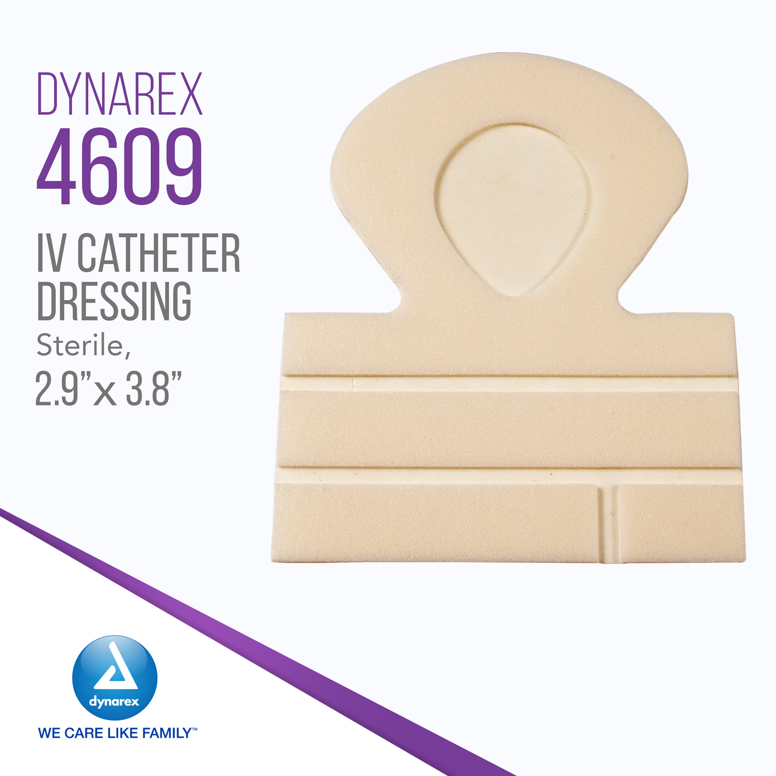 Dynarex IV Catheter Dressing - Sterile Foam Waterproof Bandage with Clear Window - Transparent Adhesive Dressing for Securement of Tubes, IVs, Drains - Extra Strip for Labeling - 2.9 x 3.8”, 500 Count