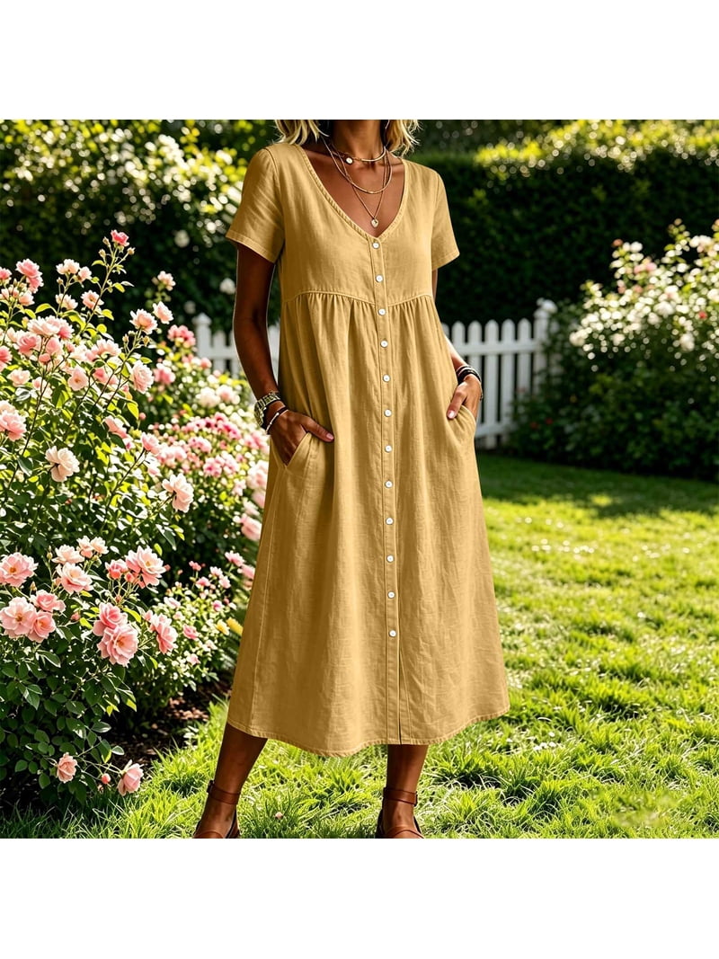 casual empire waist dress BerryGo Womens Long Sleeve Maxi V Neck Fall Wedding Guest Flowy Long Dresses (Black S) at Amazon Women's Clothing store maxi dresses Women's V Neck Short Sleeve