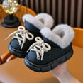 thumbnail image 2 of Toddler Boys Girls Slip On Winter Boots Wide Toe Box Fleece Lined Snow Booties Non Slip Mid Wide Calf Boots Black Size 4 Big Kids, 2 of 6